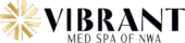 Logo for Vibrant Med Spa of NWA featuring a stylized golden starburst design on the left, with the text in elegant black font.