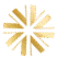 A gold geometric starburst design with multiple elongated triangular shapes radiating outward from a central point. The background is transparent.